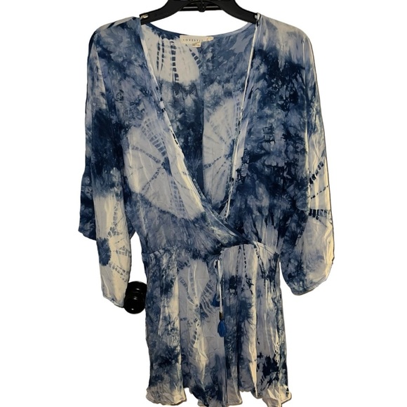 Lovestitch Women's Tie‎ Dye Romper Drawstring Waist Shibori Size Large Rayon - Picture 1 of 7
